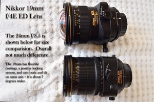 Nikon 19mm and 24mm PCE lens side by side comparisons