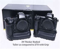 Nikon Z9 and Z7 II size compared
